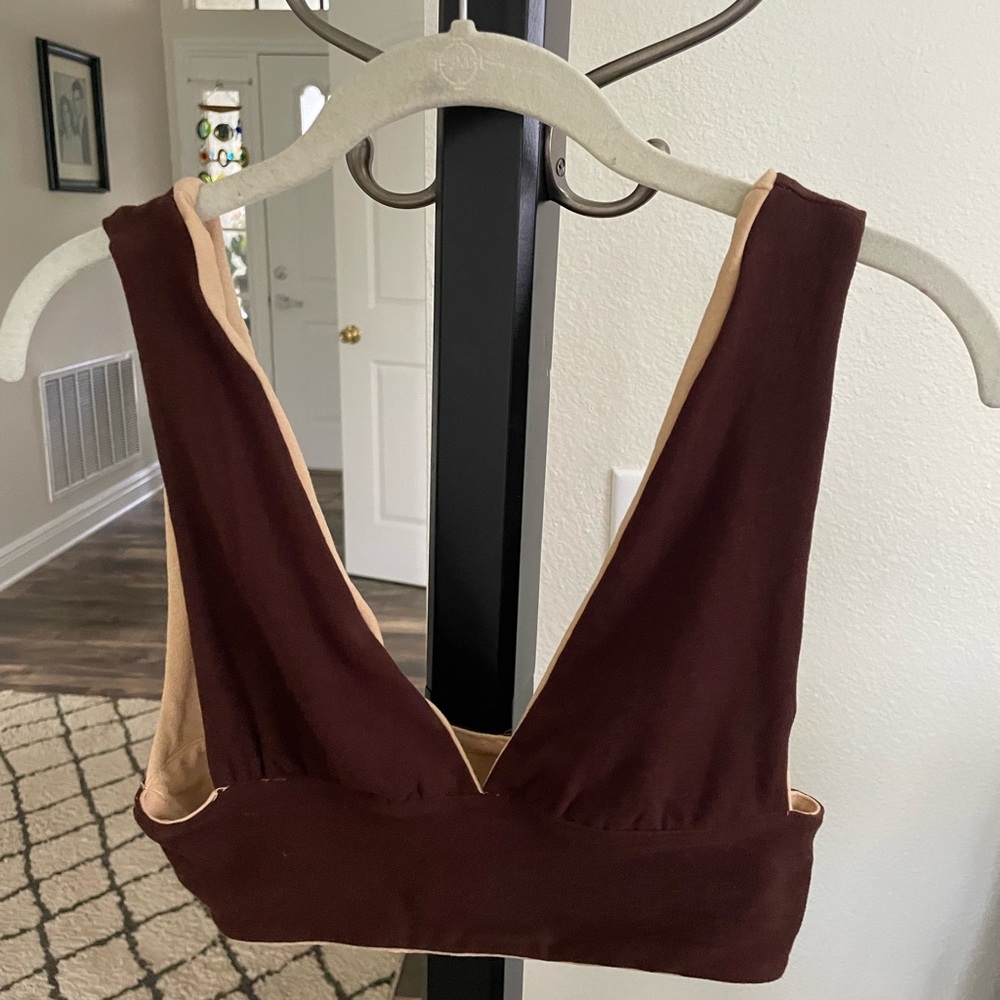Bralett size medium reversible, brown and tan